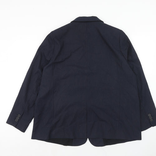 Marks and Spencer Womens Blue Pinstripe Polyester Jacket Suit Jacket Size 20