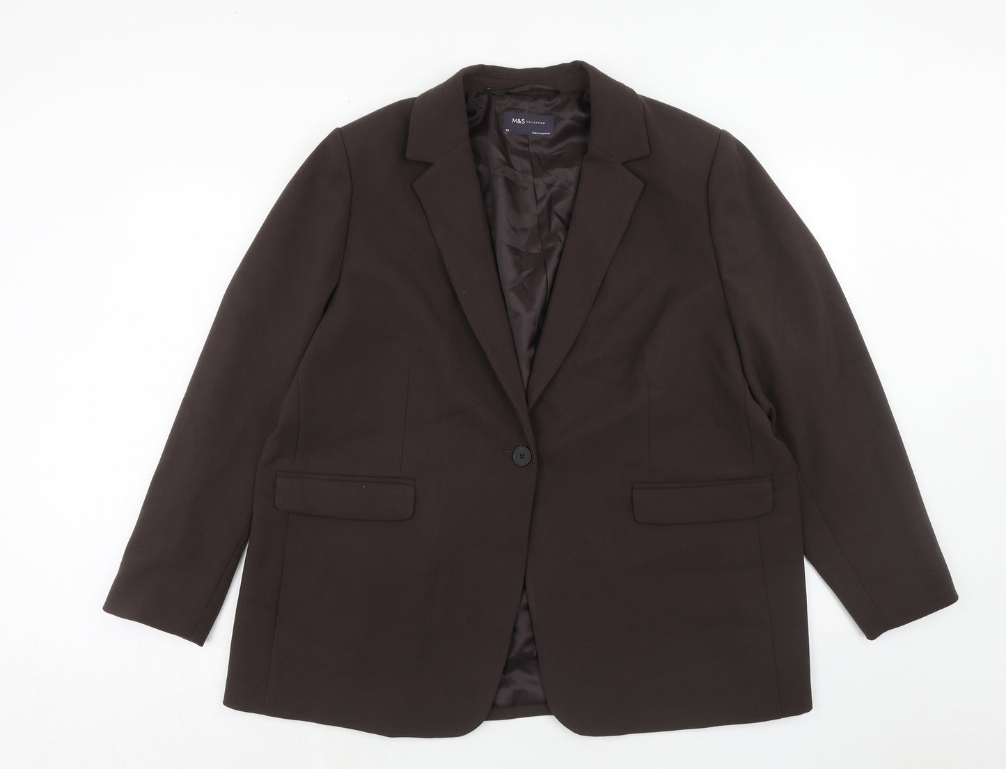 Marks and Spencer Womens Brown Polyester Jacket Suit Jacket Size 22