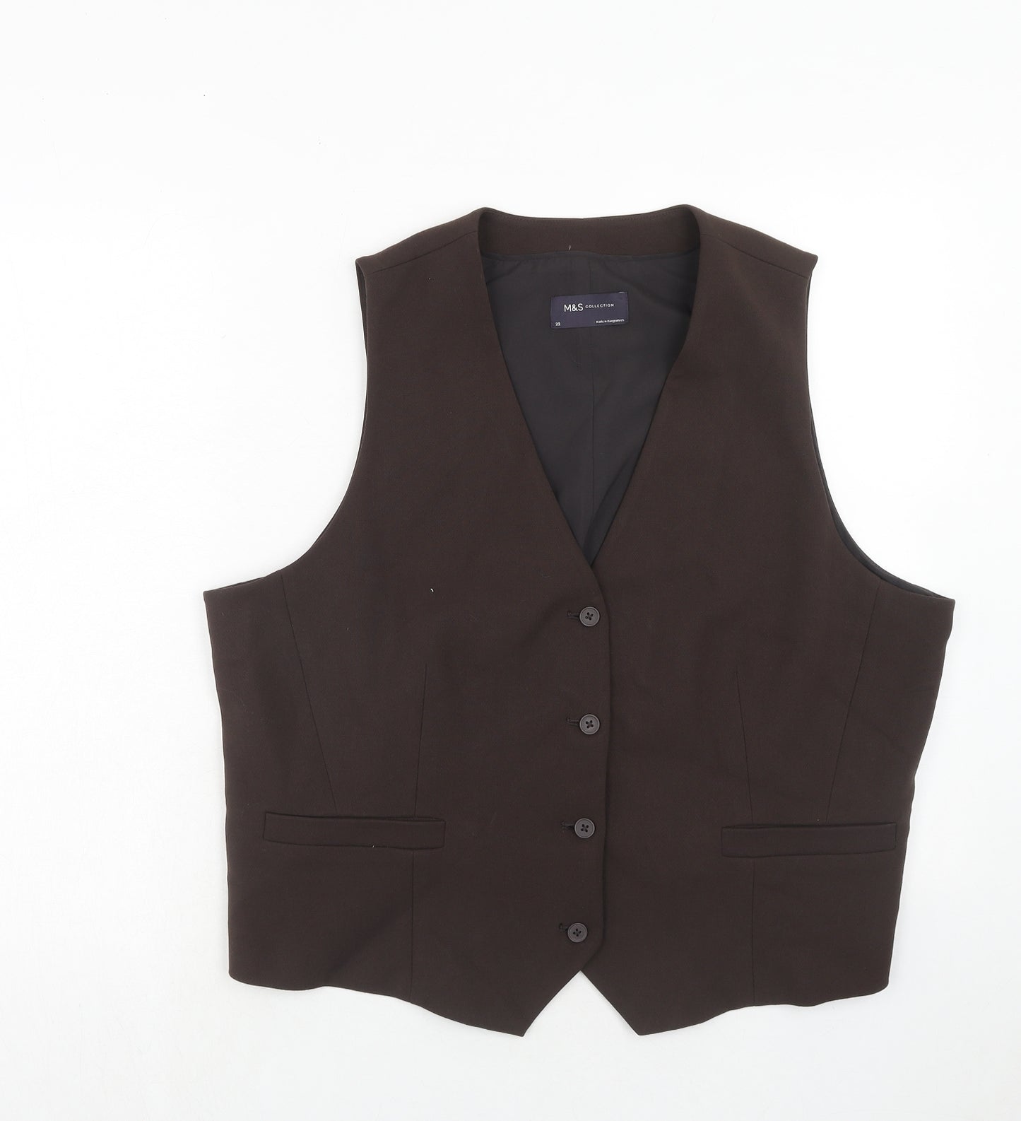 Marks and Spencer Womens Brown Polyester Jacket Suit Waistcoat Size 22