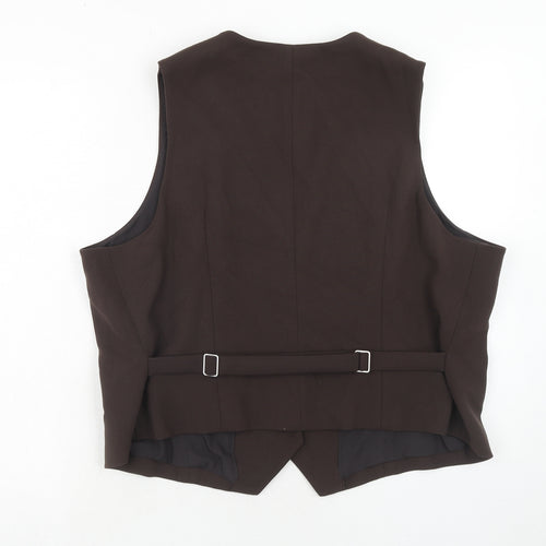 Marks and Spencer Womens Brown Polyester Jacket Suit Waistcoat Size 22