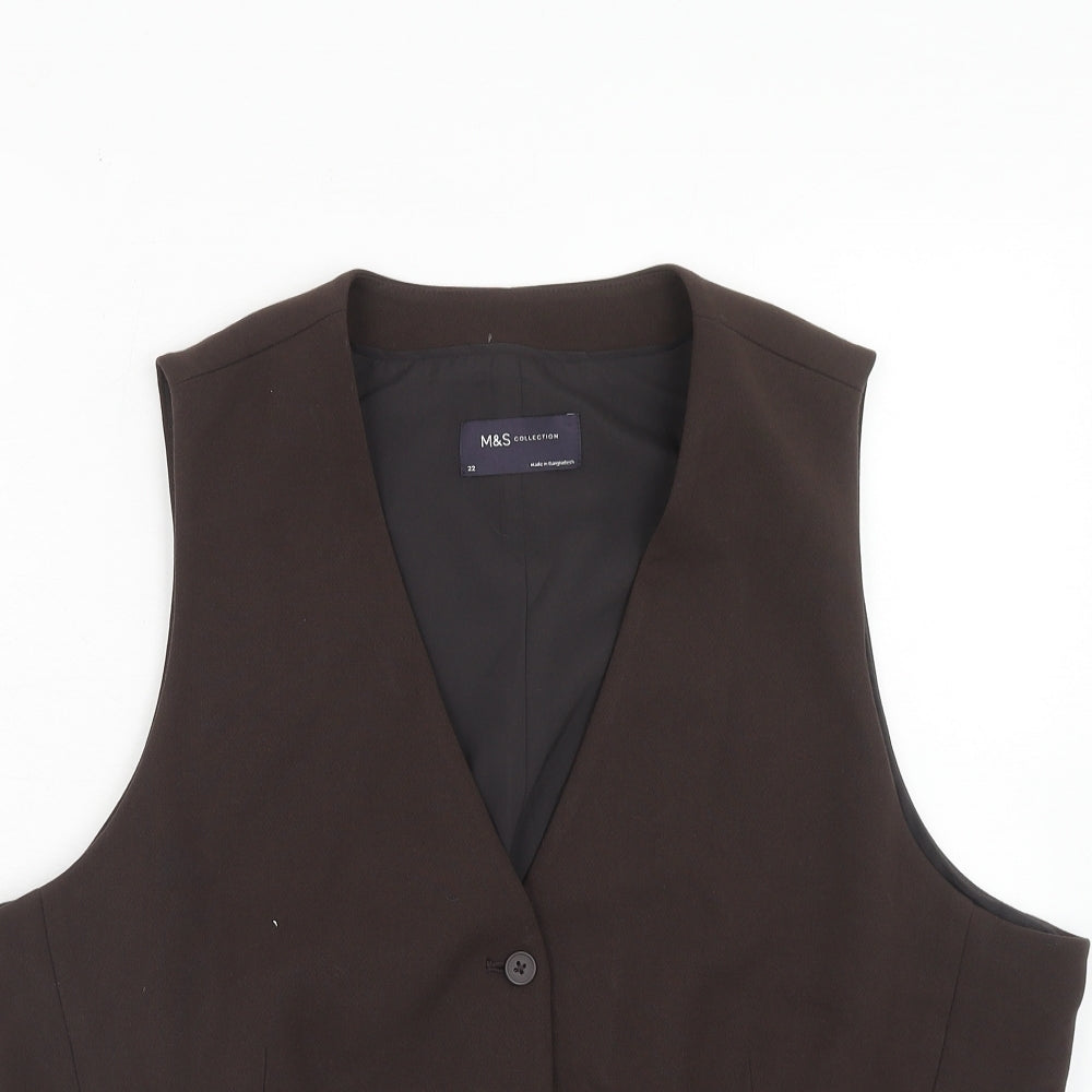 Marks and Spencer Womens Brown Polyester Jacket Suit Waistcoat Size 22