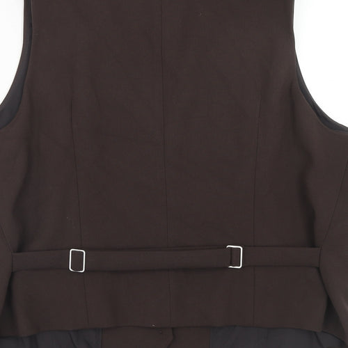 Marks and Spencer Womens Brown Polyester Jacket Suit Waistcoat Size 22