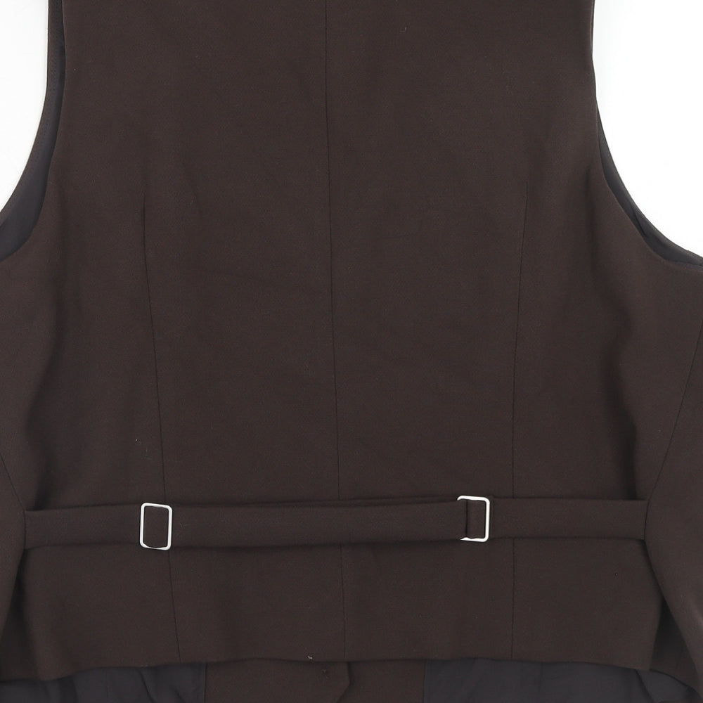 Marks and Spencer Womens Brown Polyester Jacket Suit Waistcoat Size 22