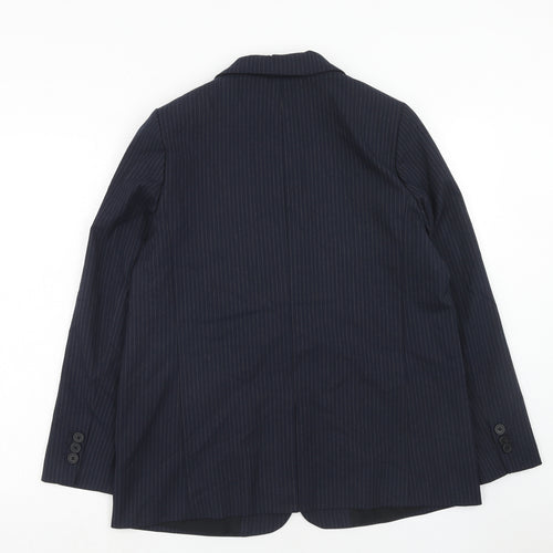 Marks and Spencer Womens Blue Pinstripe Polyester Jacket Suit Jacket Size 14