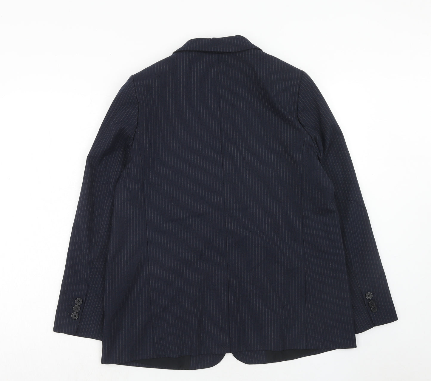Marks and Spencer Womens Blue Pinstripe Polyester Jacket Suit Jacket Size 14
