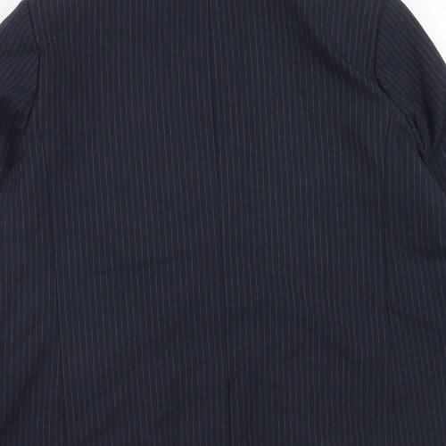Marks and Spencer Womens Blue Pinstripe Polyester Jacket Suit Jacket Size 14