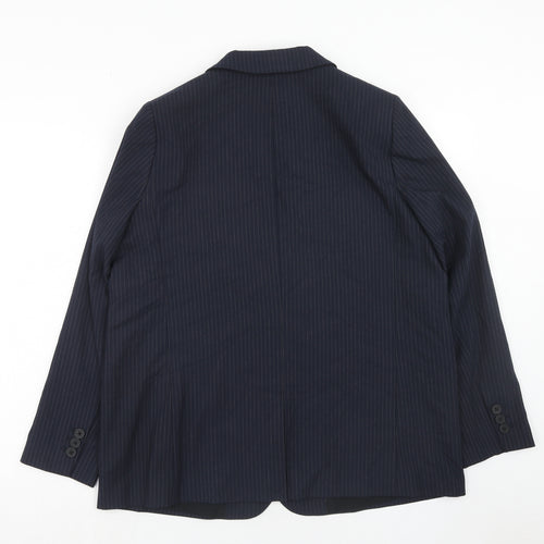 Marks and Spencer Womens Blue Pinstripe Polyester Jacket Suit Jacket Size 16