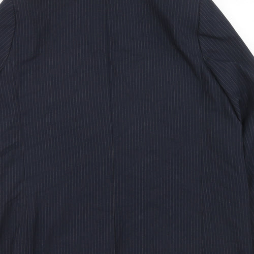 Marks and Spencer Womens Blue Pinstripe Polyester Jacket Suit Jacket Size 16