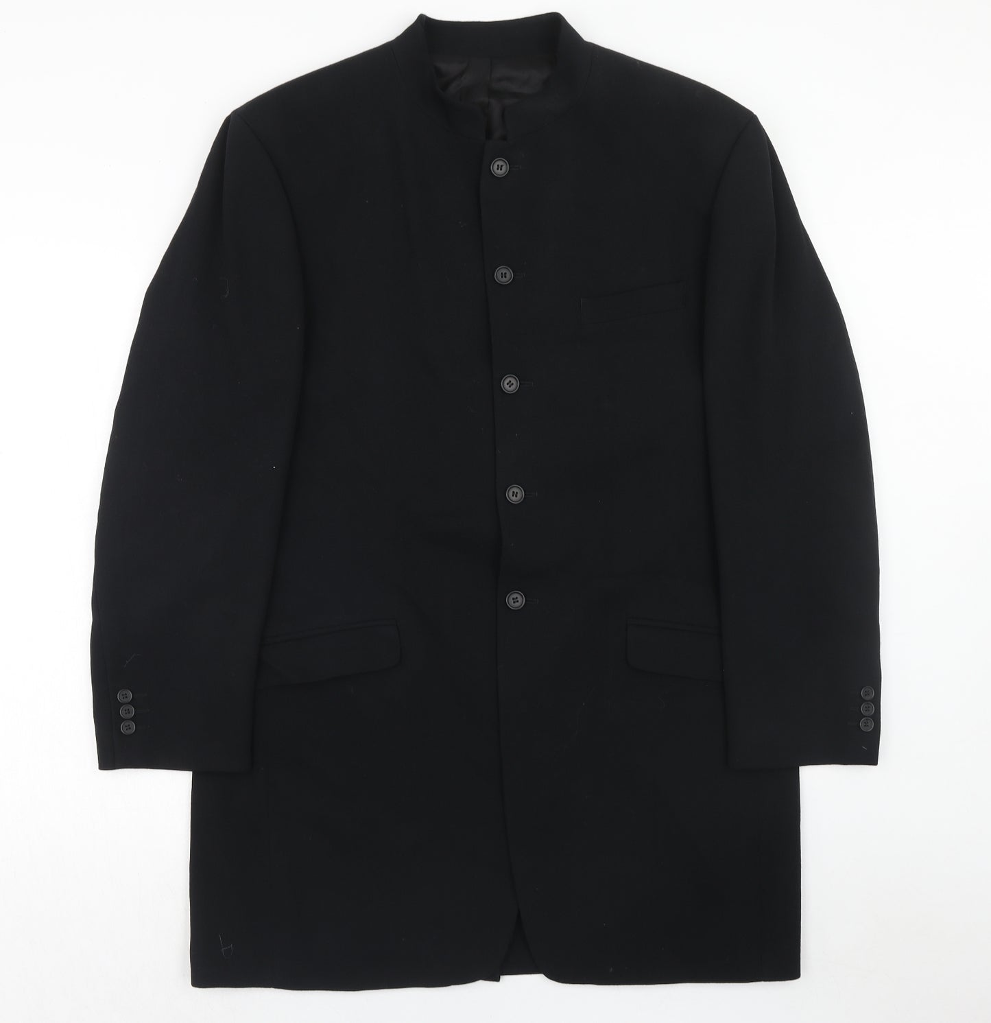 Ciro Citterio Mens Black Overcoat Coat Size L Button