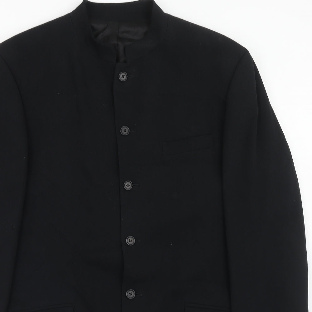 Ciro Citterio Mens Black Overcoat Coat Size L Button