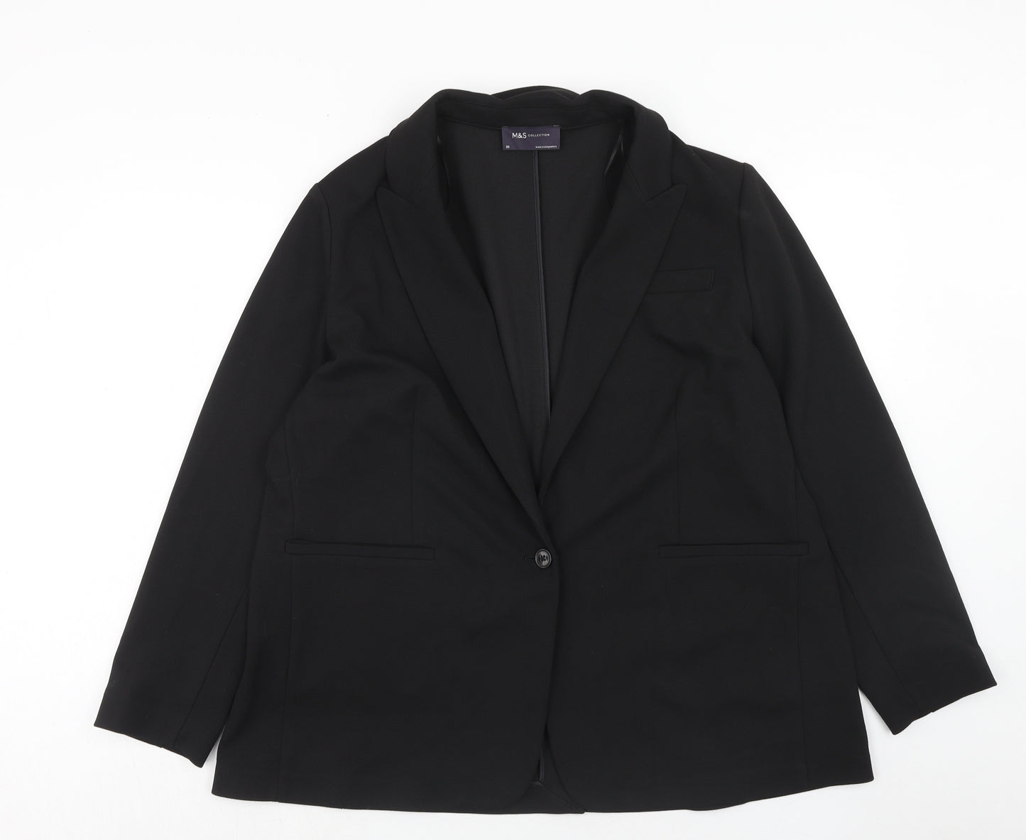 Marks and Spencer Womens Black Jacket Blazer Size 20 Button