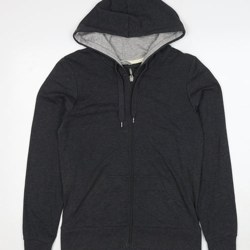 Marks and Spencer Womens Grey Cotton Full Zip Hoodie Size 12 Zip