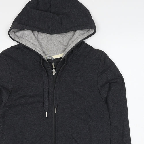 Marks and Spencer Womens Grey Cotton Full Zip Hoodie Size 12 Zip