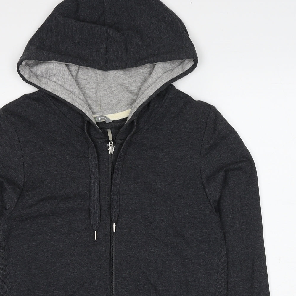 Marks and Spencer Womens Grey Cotton Full Zip Hoodie Size 12 Zip