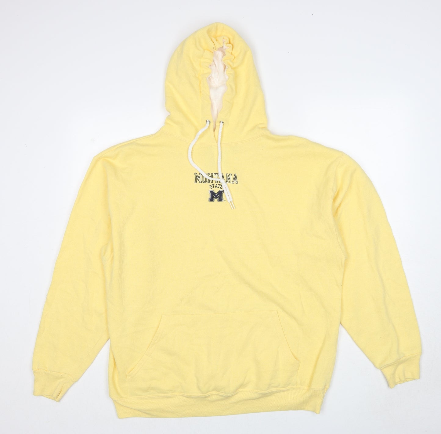 The Cotton Exchange Mens Yellow Cotton Pullover Hoodie Size L - Montana