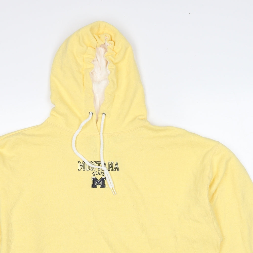 The Cotton Exchange Mens Yellow Cotton Pullover Hoodie Size L - Montana