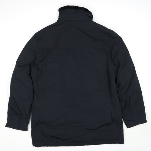 Marks and Spencer Mens Black Pea Coat Coat Size L Zip