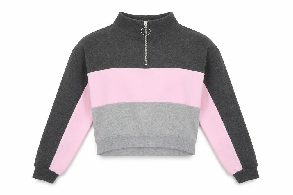 Front view of Brave Soul women’s multicoloured colourblock polyester pullover sweatshirt, size XS, pullover