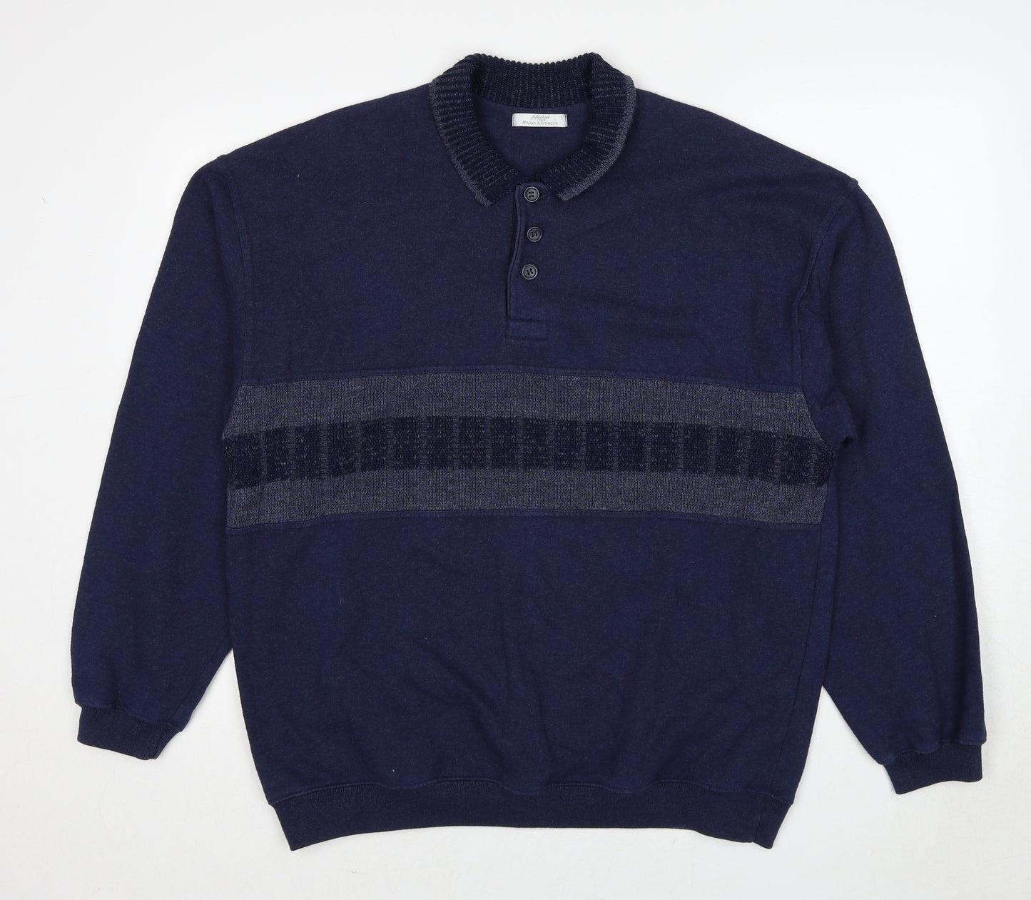 Marks and Spencer Mens Blue Cotton Pullover Sweatshirt Size L