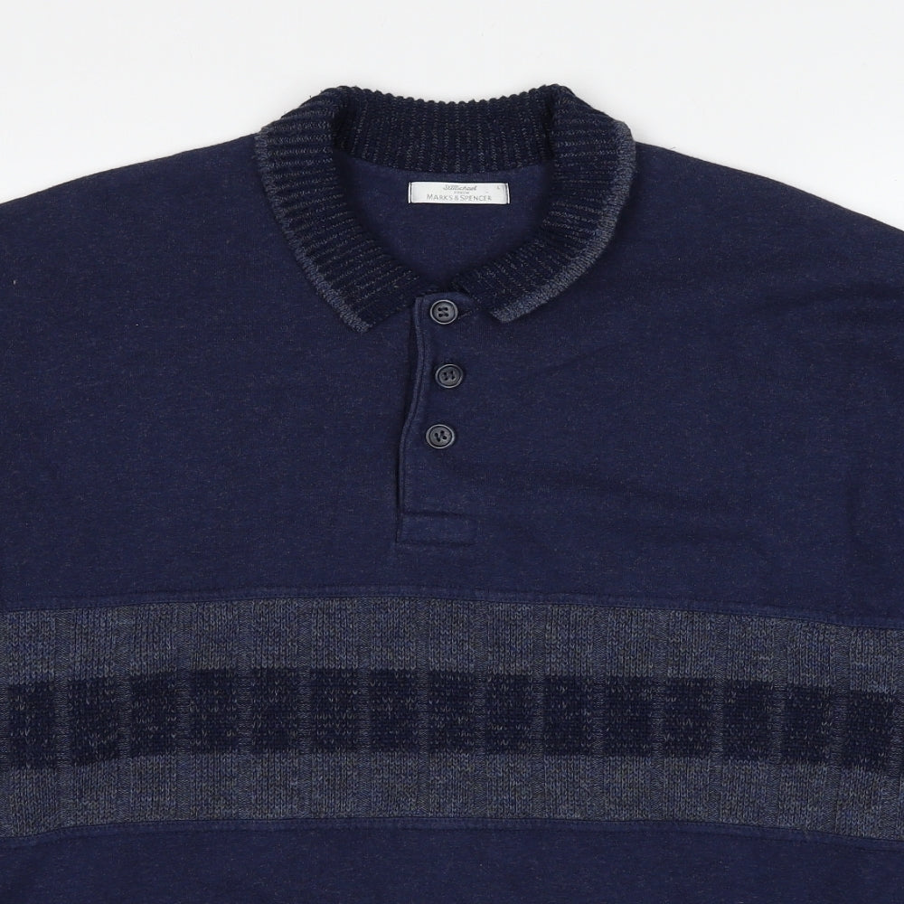 Marks and Spencer Mens Blue Cotton Pullover Sweatshirt Size L