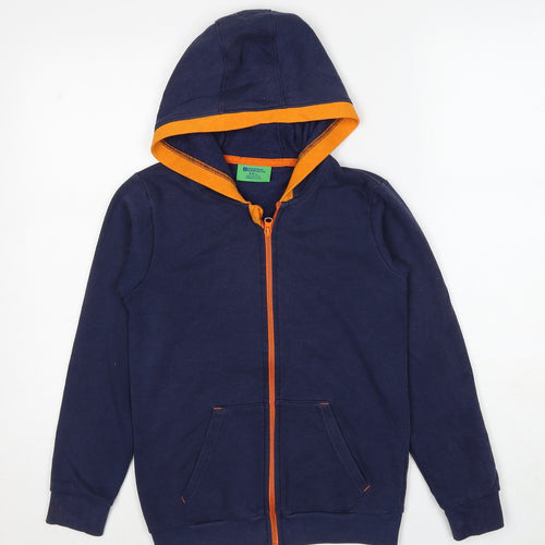 Mountain Warehouse Boys Blue Cotton Full Zip Hoodie Size 9-10 Years Zip