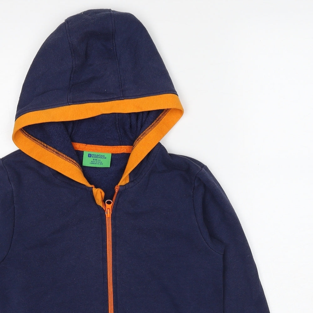 Mountain Warehouse Boys Blue Cotton Full Zip Hoodie Size 9-10 Years Zip