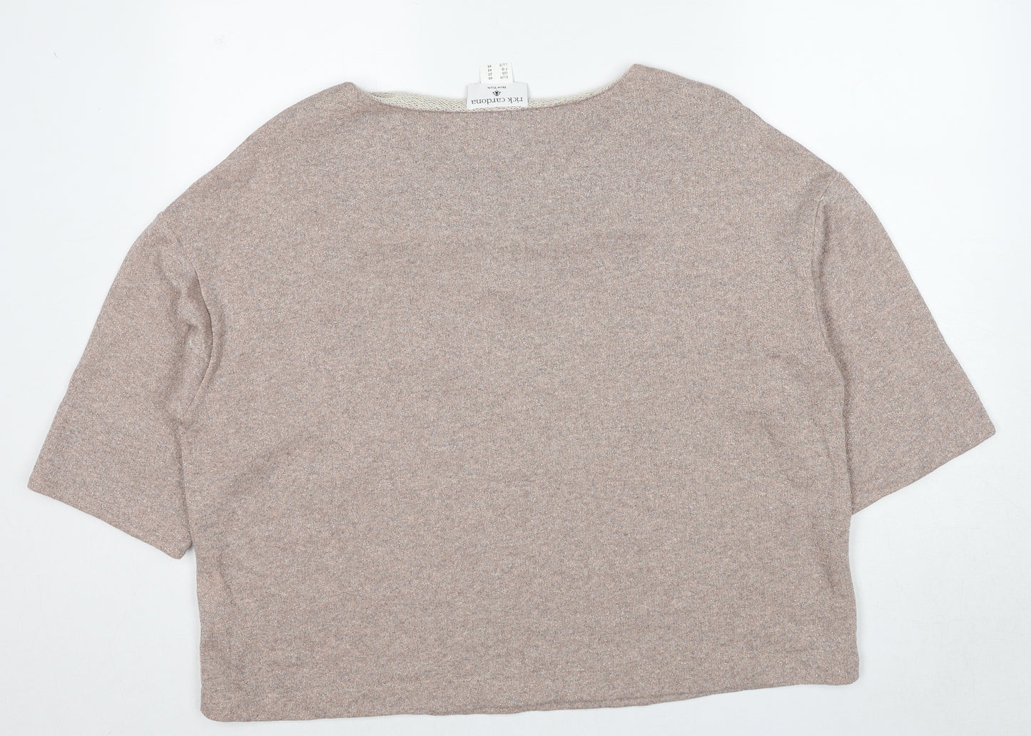 Rick Cardona Womens Beige Round Neck Cotton Pullover Jumper Size 20
