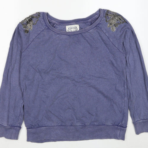 New Look Womens Blue Cotton Pullover Sweatshirt Size 14 Pullover