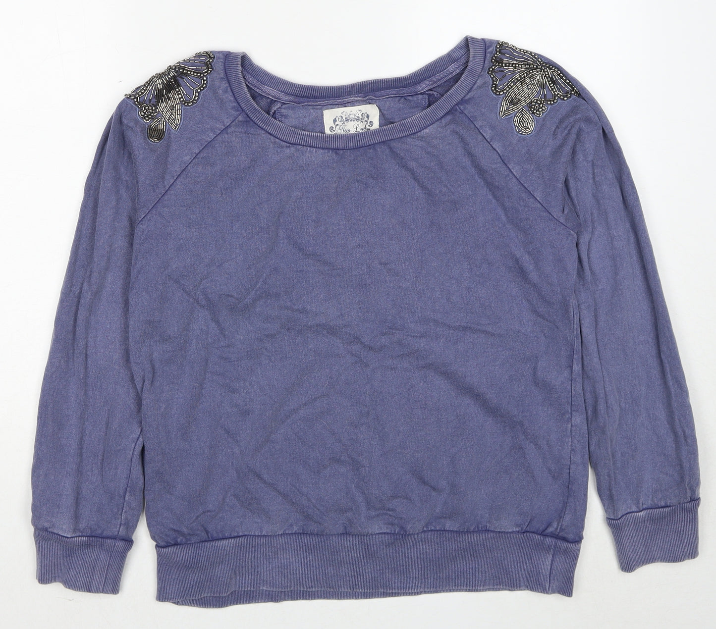 New Look Womens Blue Cotton Pullover Sweatshirt Size 14 Pullover