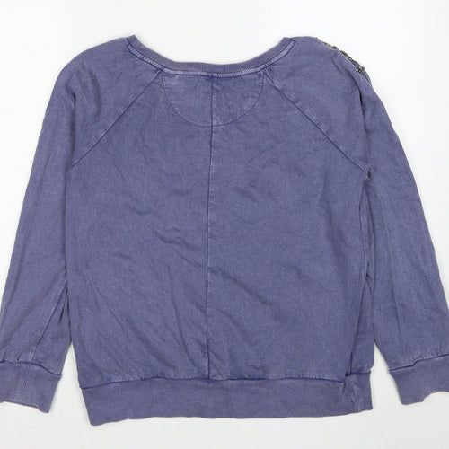 New Look Womens Blue Cotton Pullover Sweatshirt Size 14 Pullover