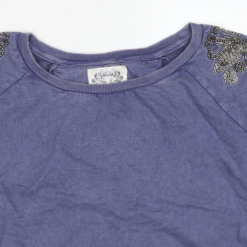 New Look Womens Blue Cotton Pullover Sweatshirt Size 14 Pullover