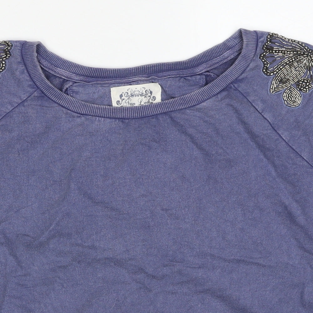 New Look Womens Blue Cotton Pullover Sweatshirt Size 14 Pullover