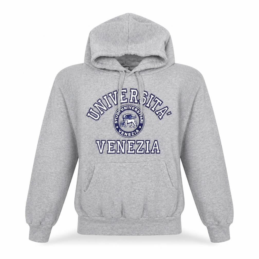 Front view of Venice women’s grey cotton pullover hoodie, size S, pullover