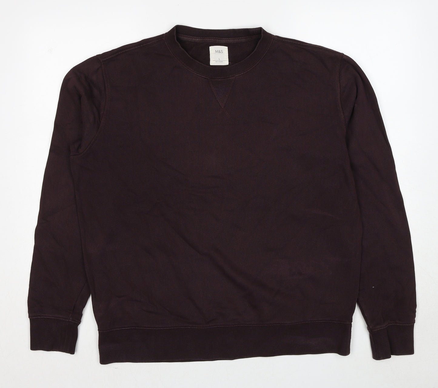 Marks and Spencer Mens Red Cotton Pullover Sweatshirt Size L