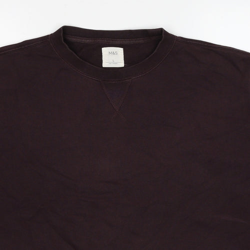Marks and Spencer Mens Red Cotton Pullover Sweatshirt Size L