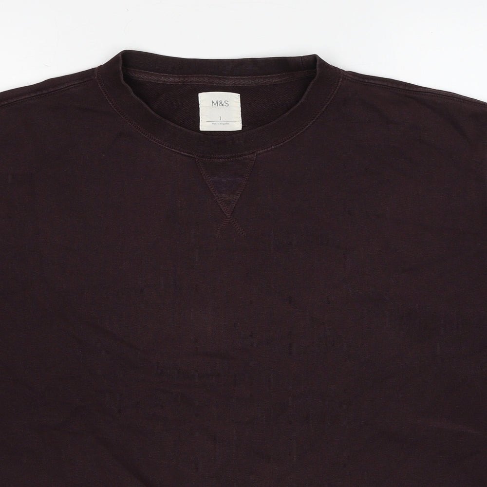 Marks and Spencer Mens Red Cotton Pullover Sweatshirt Size L
