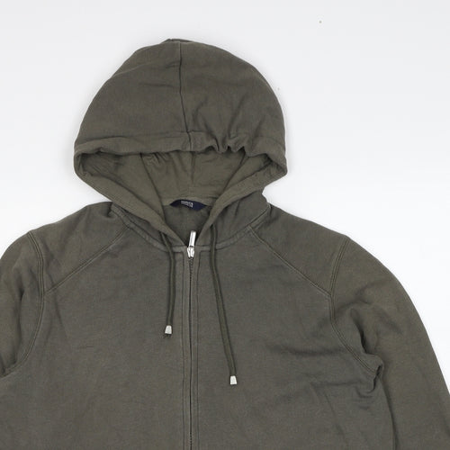Marks and Spencer Womens Green Cotton Full Zip Hoodie Size 16 Zip