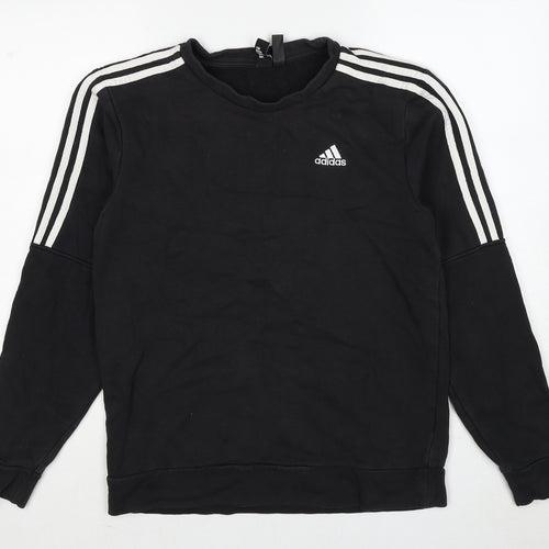 adidas Mens Black Cotton Pullover Sweatshirt Size S