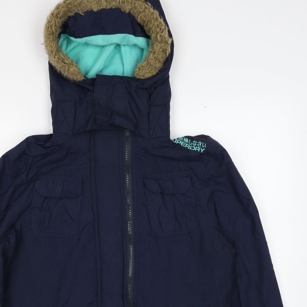 Superdry Womens Blue Windbreaker Jacket Size L Zip