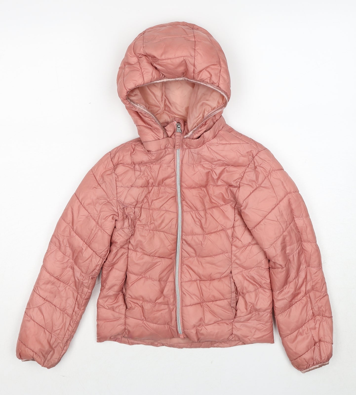 H&M Girls Pink Quilted Jacket Size 6-7 Years Zip - 6-8 Years