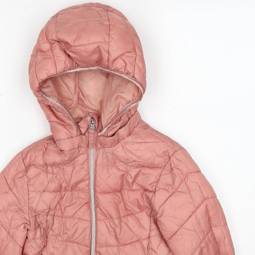 H&M Girls Pink Quilted Jacket Size 6-7 Years Zip - 6-8 Years