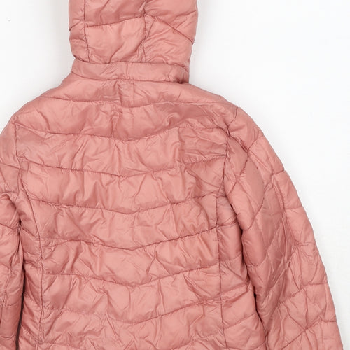 H&M Girls Pink Quilted Jacket Size 6-7 Years Zip - 6-8 Years