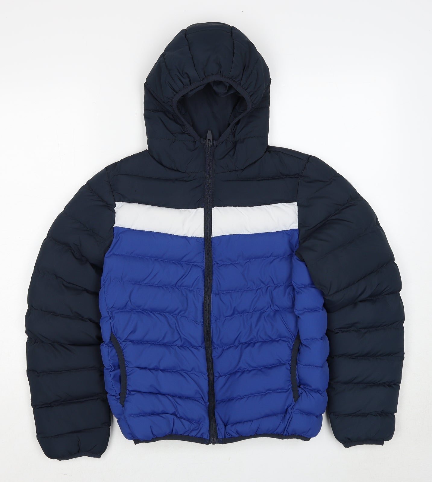 Fluid Boys Blue Colourblock Quilted Jacket Size 11-12 Years Zip