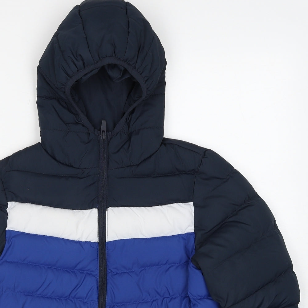 Fluid Boys Blue Colourblock Quilted Jacket Size 11-12 Years Zip