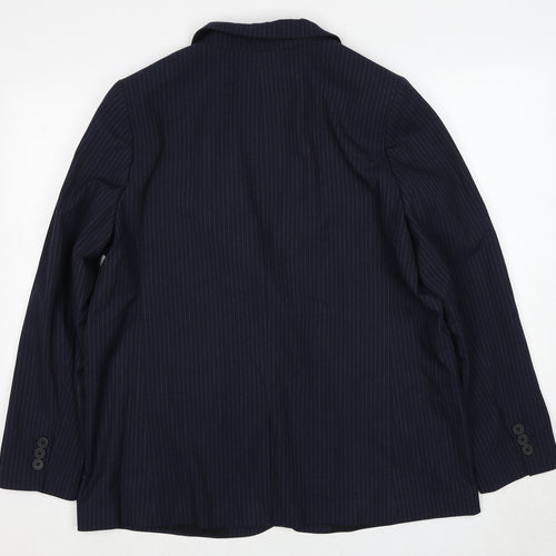 Marks and Spencer Womens Black Pinstripe Polyester Jacket Suit Jacket Size 16