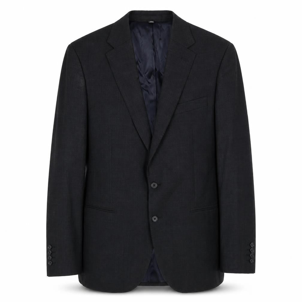 Front view of Marks & Spencer men’s black polyester jacket suit jacket, size 42, regular