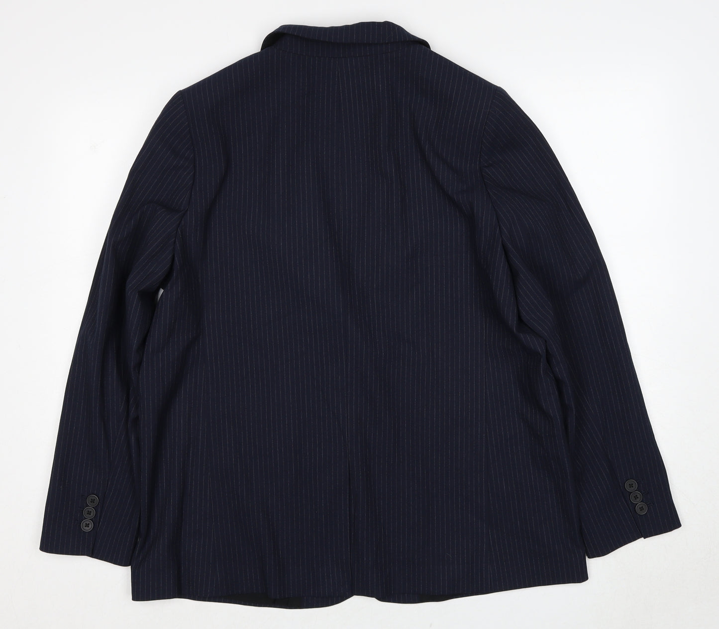 Marks and Spencer Womens Blue Pinstripe Polyester Jacket Suit Jacket Size 18