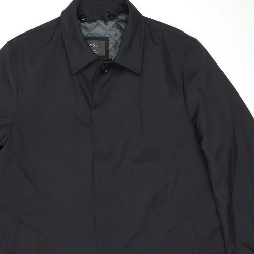 Marks and Spencer Mens Black Overcoat Coat Size XL Button