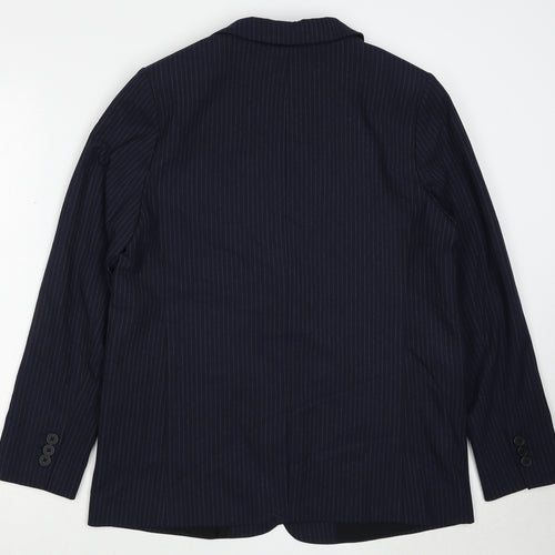 Marks and Spencer Womens Blue Pinstripe Polyester Jacket Suit Jacket Size 14