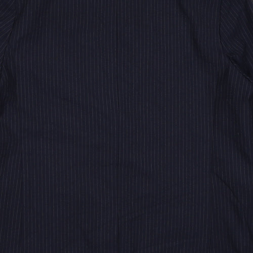 Marks and Spencer Womens Blue Pinstripe Polyester Jacket Suit Jacket Size 14